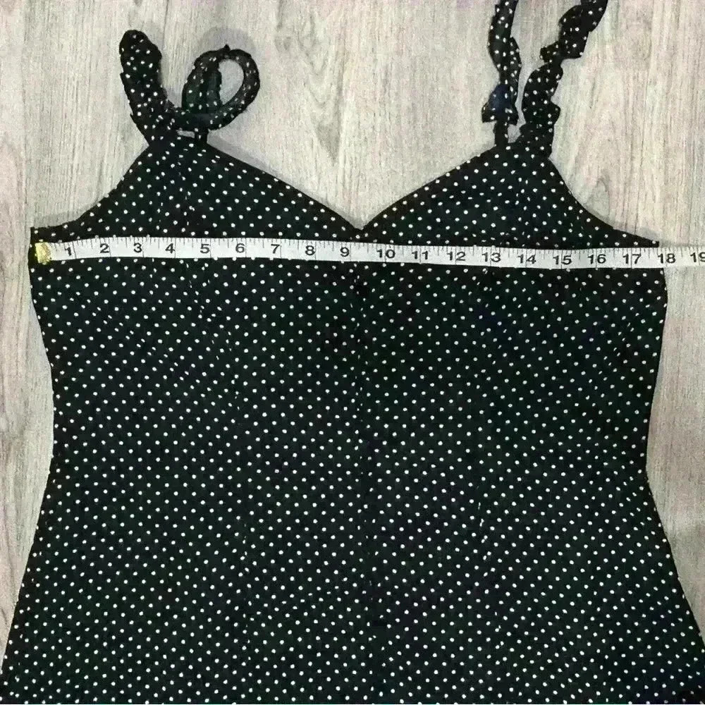 Trixxi Juniors Black White Polka Dot Sleeveless Midi Dress Ruffle Strap Size XL - Picture 9 of 9